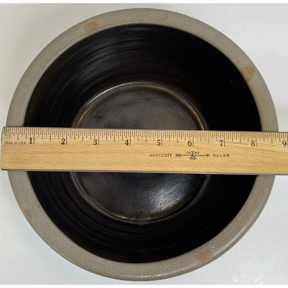 VTG Rowe Pottery Work Heart Gray Blue Mixing Bowl ‘92 Stoneware Cambridge Rustic - Picture 11 of 12